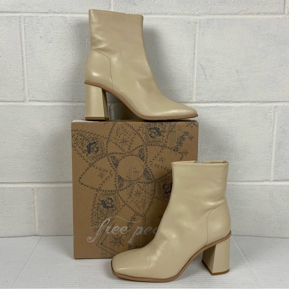 NIB Free People Sienna Leather Ankle Boot in Buttercream EU 39/US 8.5 #OB1508158 - Picture 1 of 9